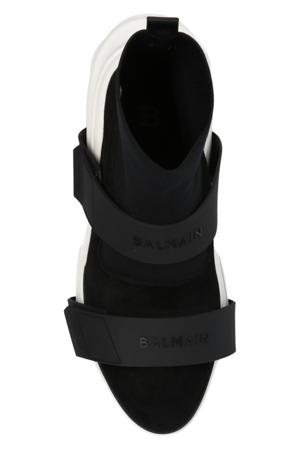 Balmain DF1OC036JH300PA 関税送料込 Flocked Balmain Paris hoodie - Women | BALMAIN